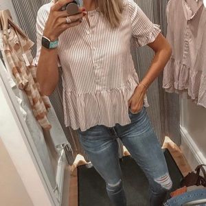 Madewell Studio Stripe Ruffle Hem Top